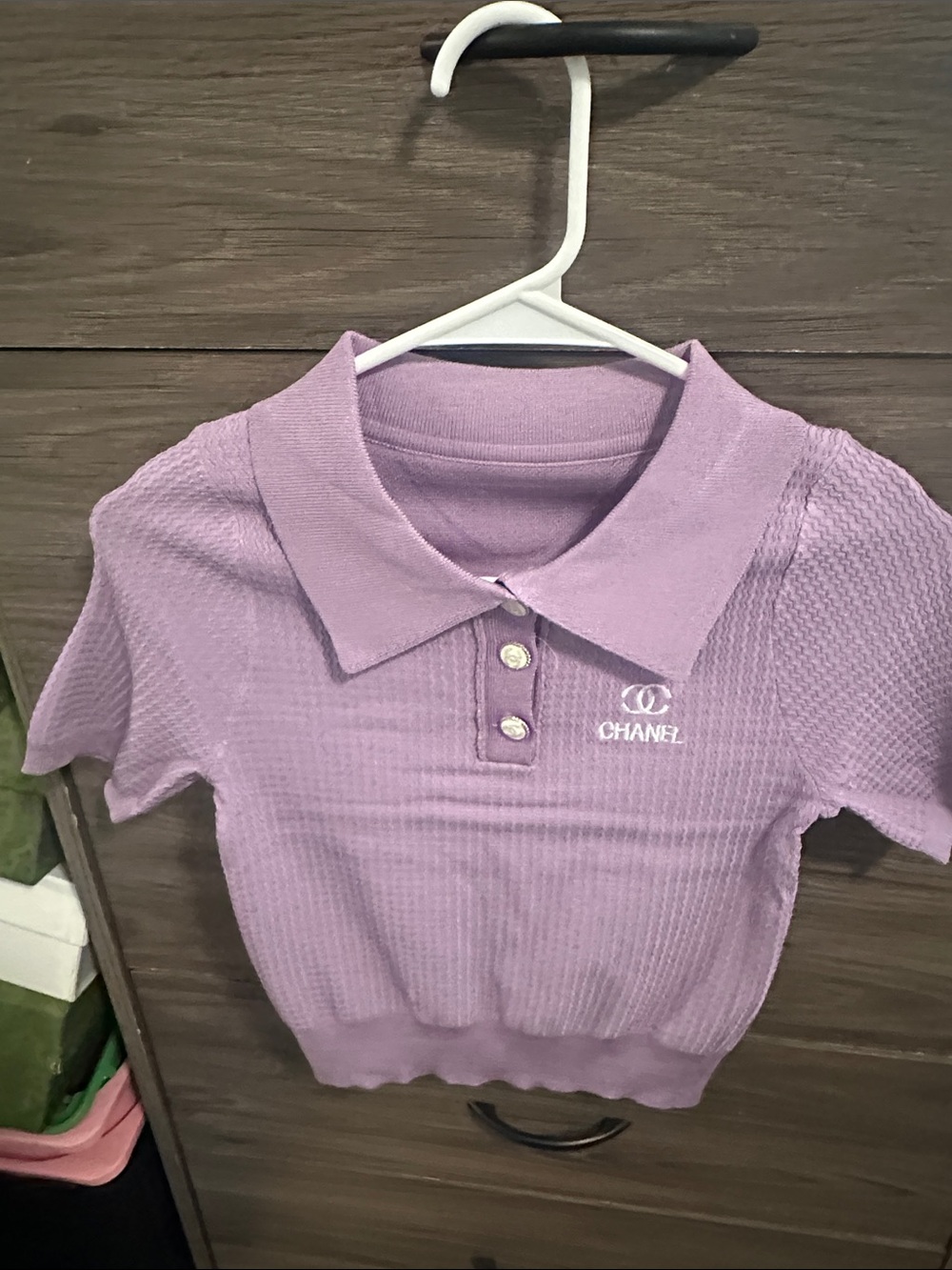 Women’s Short Sleeve Polo Top in Lavender size XS